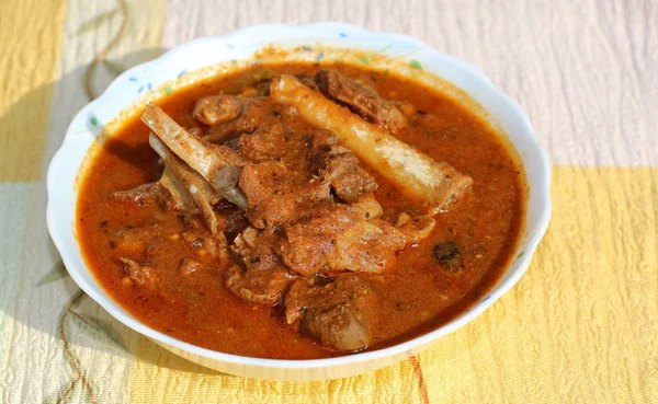 Indian Style Mutton Curry Thick Spicy Gravy Indian Style Meat — Stok fotoğraf