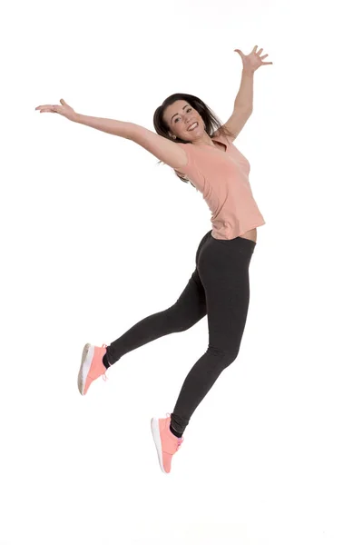 Jonge Vrouw Doet Een Sprong Van Vreugde — Stockfoto