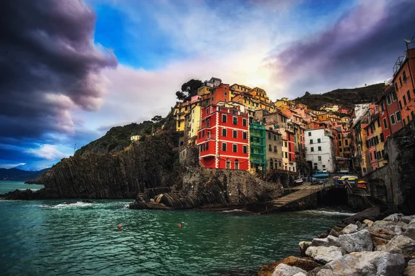 Riomaggiore One Small Italian Towns Cinque Terre Taken Dock Area — Stock Photo, Image