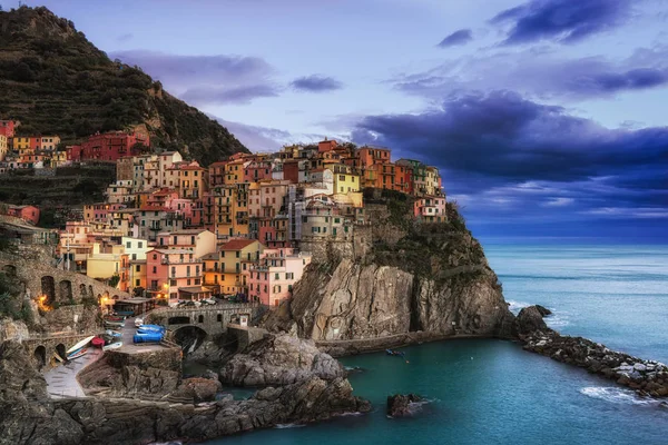 Manarola One Small Villages Make Cinque Terre Taken Sunset Time — Stock Photo, Image