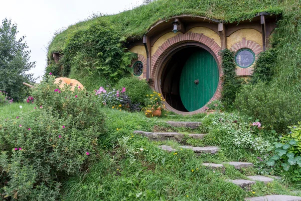 stock image bilbo baggins home and hobbit garden in hobbiton movie set, new zealand. Taken during summer.