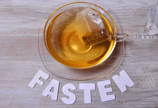 Fasting Tea Letter Wood — Stock Photo, Image