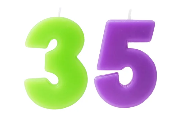 Colorful Birthday Candles Form Number White Background — Stock Photo, Image