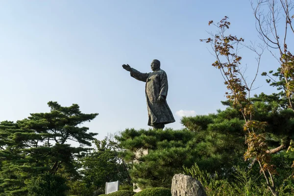 Kim Statue Baekbeom Square Seoul South Korea Namsan Park Area — Stock Photo, Image