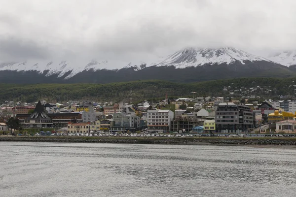 Uitzicht Kustlijn Van Ushaia Tierra Del Fuego Argentinië Gezien Vanaf — Stockfoto