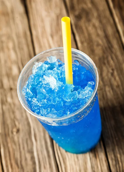 High Angle View Refreshing Cool Frozen Blue Fruit Slush Drink — 스톡 사진