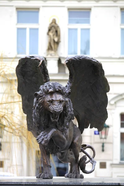 Winged Lion Memorial British Sculptor Colin Spofforth 2014 Cast Bronze — Stock Photo, Image