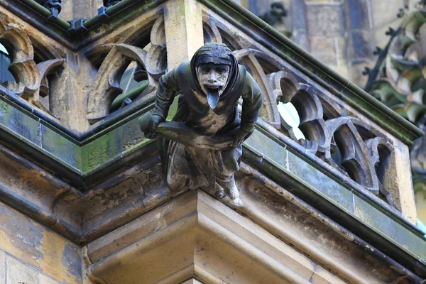 gothic gargoyles at st. vitus cathedral at the castle town in prague.