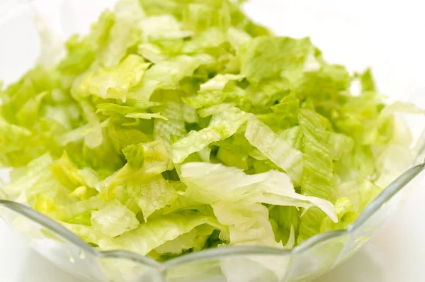 Salade Verte Coupée Dans Plat Verre — Photo
