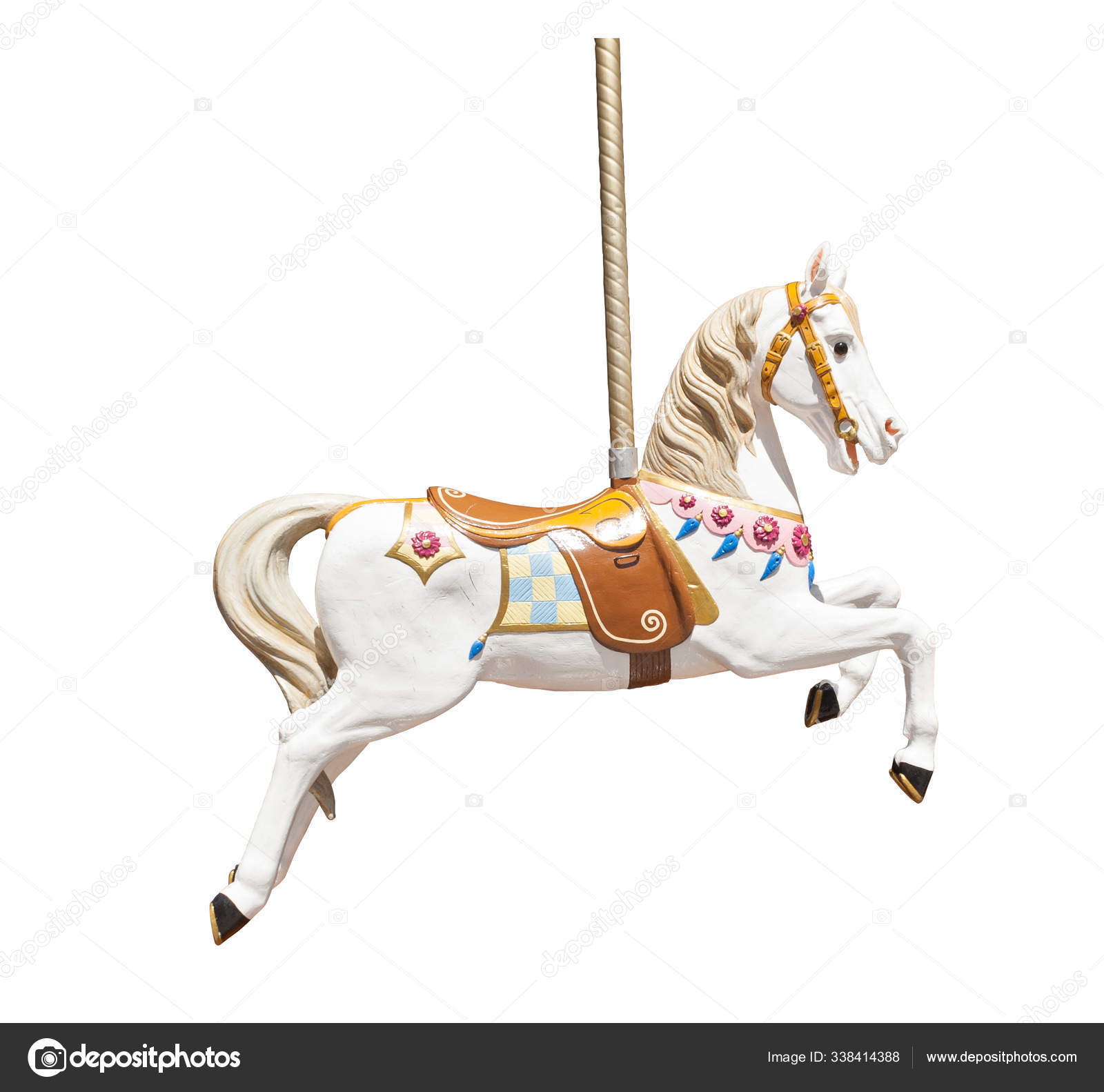 Adskillelse øge kok Old Wooden Carousel Horse Isolated White Background Stock Photo by  ©PantherMediaSeller 338414388