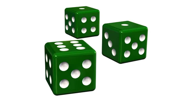 Три Зелені Кубики Ізольовані Білому Фоні — стокове фото
