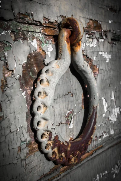 Antiguo Portal Con Hermosa Puerta Decorada Golpeador Paisaje Detalle — Foto de Stock