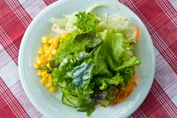 Taze Lezzetli Salatanın Yakın Plan Görüntüsü — Stok fotoğraf