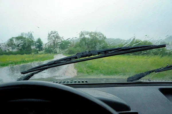 Autofahrt Regen — Stockfoto