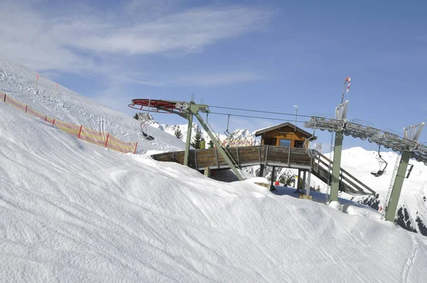 Σκι Στο Χιονοδρομικό Κέντρο Montafon Silvretta Στις Πόλεις Schruns Gaschurn — Φωτογραφία Αρχείου