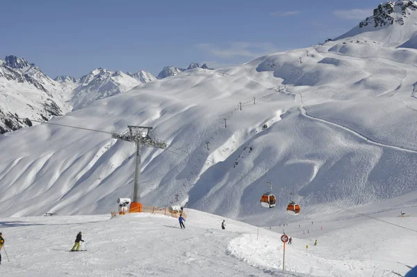 Lyžování Lyžařském Středisku Montafon Silvretta Vesnicích Schruns Gaschurn Garfrescha — Stock fotografie