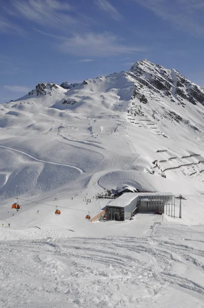 Esquí Estación Esquí Montafon Silvretta Los Pueblos Schruns Gaschurn Garfrescha —  Fotos de Stock