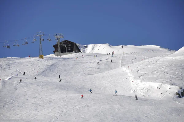 Skiën Het Skigebied Montafon Silvretta Dorpen Schruns Gaschurn Garfrescha — Stockfoto