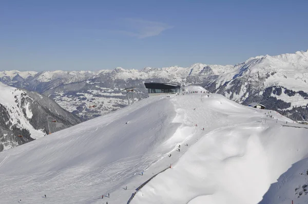 Esquí Estación Esquí Montafon Silvretta Las Ciudades Schruns Gaschurn Garfrescha — Foto de Stock