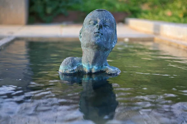 Estátua Nadador Mulher Bronze Uma Fonte Barcelona Espanha — Fotografia de Stock