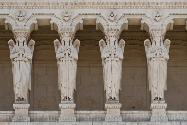 Telamones Forma Ángeles Fachada Notre Dame Fourviere —  Fotos de Stock