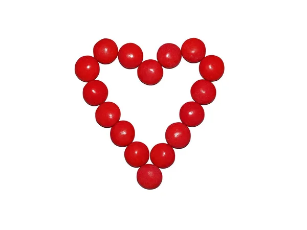 Coração Forma Pétalas Rosa Vermelhas Isoladas Branco — Fotografia de Stock