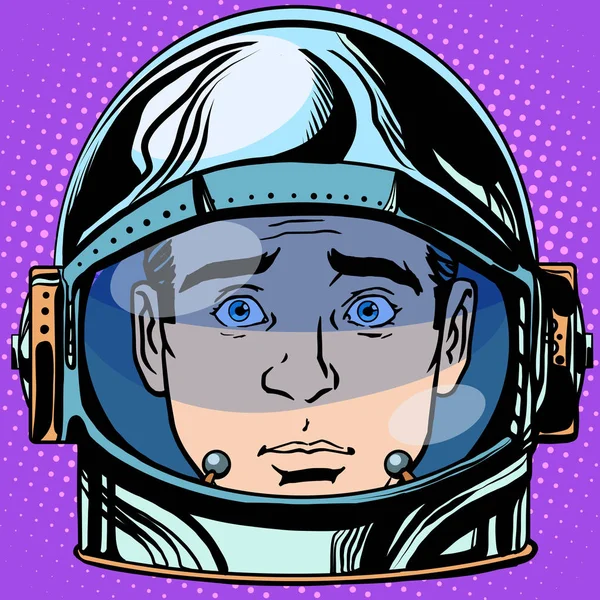 Emoticon Verrassing Emoji Gezicht Man Astronaut Retro Pop Art Retro — Stockfoto