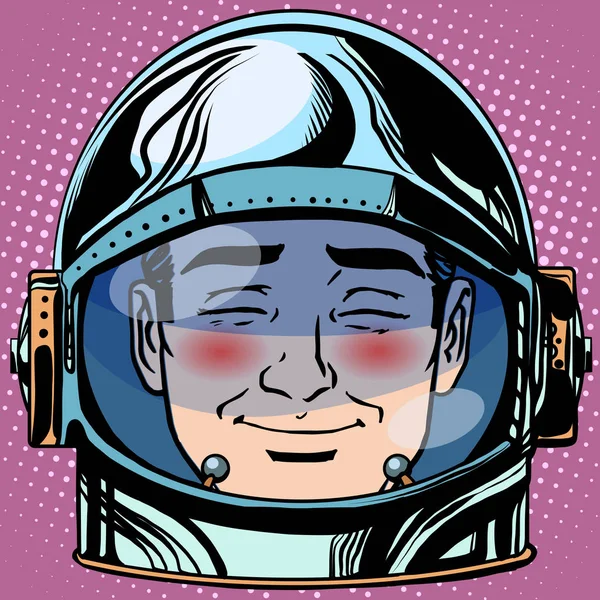 感情的な恥ずかしさ絵文字男性宇宙飛行士レトロポップアートレトロなスタイルに直面しています 感情が顔を出す ベクトル感情 — ストック写真