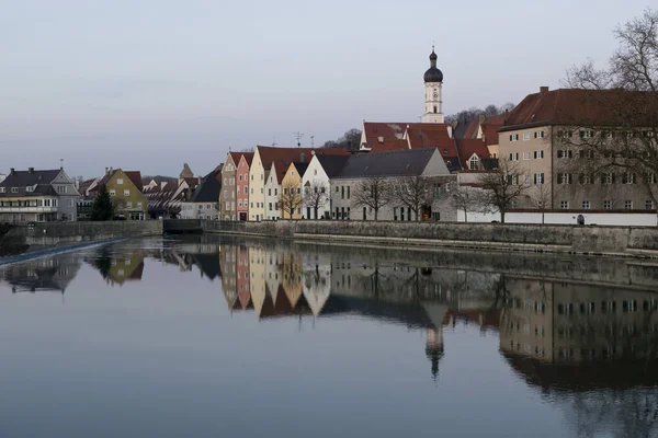 Blick Über Die Mittelalterliche Stadt Landsberg Lech Bayern Der Romantischen — Stockfoto
