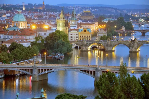 Praga Praga Notte Sera Crepuscolo Repubblica Ceca — Foto Stock