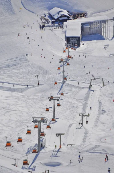 Skiing Ski Resort Montafon Silvretta Villages Schruns Gaschurn Garfrescha — Stock Photo, Image