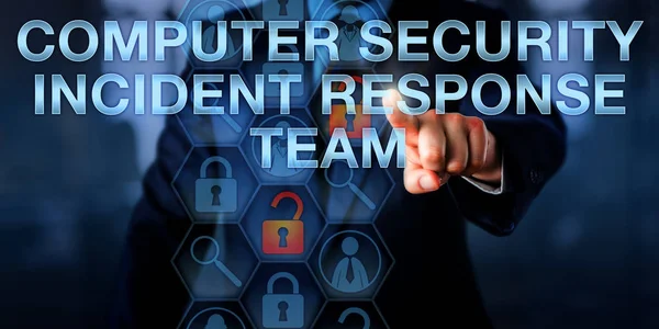 Директор Торкається Екрану Comuter Security Incident Response Team Технологія Безпеки — стокове фото