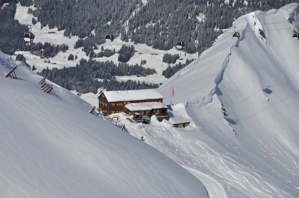 Esqui Estação Esqui Montafon Silvretta Nas Aldeias Schruns Gaschurn Garfrescha — Fotografia de Stock