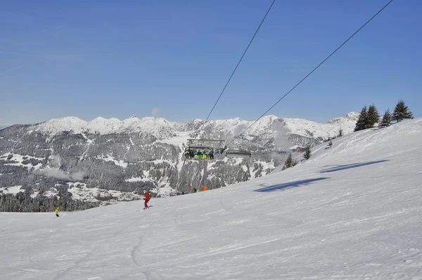 Lyžování Lyžařském Středisku Montafon Silvretta Vesnicích Schruns Gaschurn Garfrescha — Stock fotografie