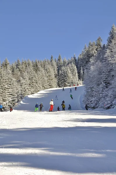 Σκι Στο Χιονοδρομικό Κέντρο Montafon Silvretta Στα Χωριά Schruns Gaschurn — Φωτογραφία Αρχείου