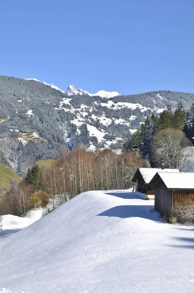 Σκι Στο Χιονοδρομικό Κέντρο Montafon Silvretta Στα Χωριά Schruns Gaschurn — Φωτογραφία Αρχείου