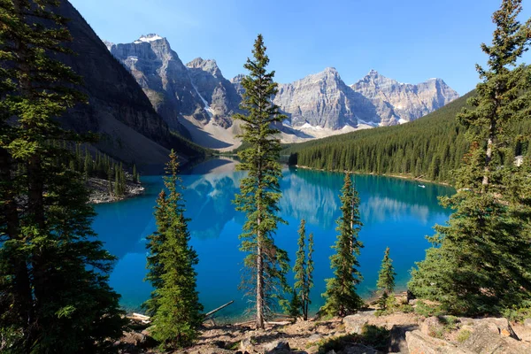 Moraine Lago Banff Parque Nacional Alberta Canada — Foto de Stock