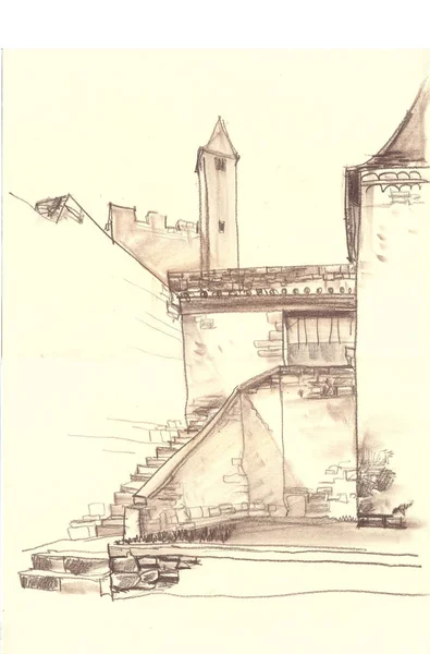 旧ヨーロッパの町の街の断片 建築と建物 中世の建築フランスの都市エチュード — ストック写真