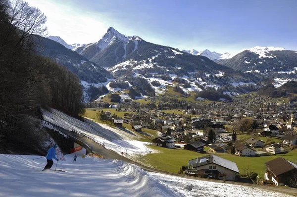 Esquí Montafon Silvretta Las Ciudades Schruns Gaschurn Garfrescha — Foto de Stock