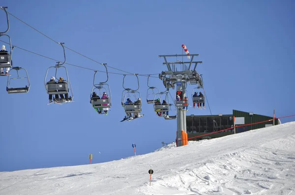 Narciarstwo Ośrodku Narciarskim Montafon Silvretta Wsiach Schruns Gaschurn Garfrescha — Zdjęcie stockowe