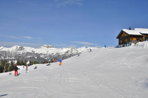 Esquí Estación Esquí Montafon Silvretta Los Pueblos Schruns Gaschurn Garfrescha —  Fotos de Stock