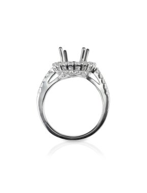 Halo DIamond Engagment Wedding Ring Setting side view clipart