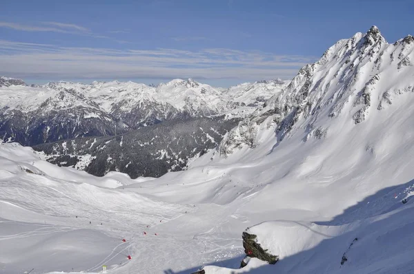 Skiën Het Skigebied Montafon Silvretta Dorpen Schruns Gaschurn Garfrescha — Stockfoto