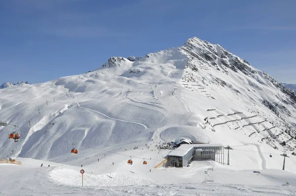 Lyžování Lyžařském Středisku Montafon Silvretta Vesnicích Schruns Gaschurn Garfrescha — Stock fotografie
