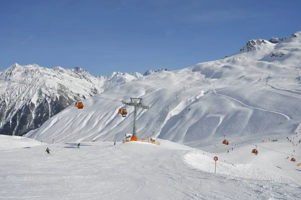 滑雪胜地Montafon Silvretta Schruns Gaschurn和Garfrescha村的滑雪 — 图库照片