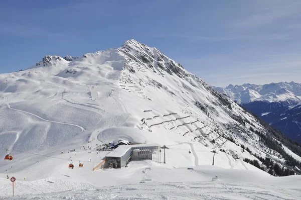 Lyžování Lyžařském Středisku Montafon Silvretta Vesnicích Schruns Gaschurn Garfrescha — Stock fotografie