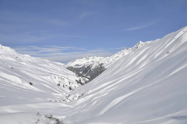 Skiën Het Skigebied Montafon Silvretta Dorpen Schruns Gaschurn Garfrescha — Stockfoto