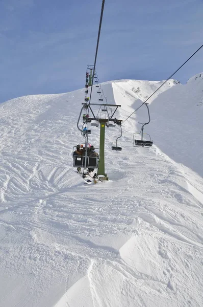 Skiing Ski Resort Montafon Silvretta Villages Schruns Gaschurn Garfrescha — Stock Photo, Image