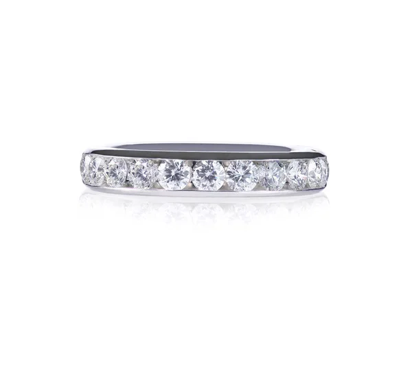 Beautiful Diamond Channel Set Anniversary Eternity Band Ring Diamonds Set — Stock Photo, Image