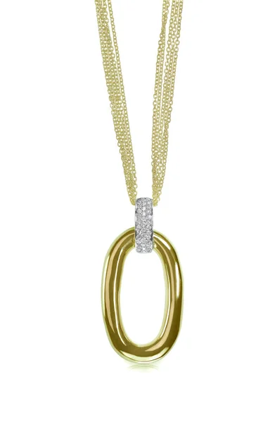 Multi Chain Gouden Druppel Hanger Ketting Met Diamanten — Stockfoto